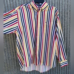 Vintage Colorful Striped Mens L Tommy Hilfiger Button Up
